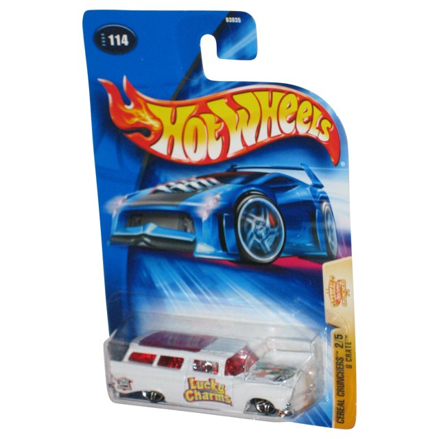 Hot Wheels Cereal Crunchers 2/5 (2004) White Lucky Charms 8 Crate Toy