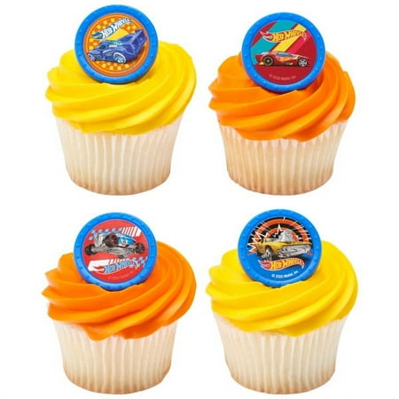 Hot Wheels Challenge Accepted Cupcake Rings Toppers by DecoPac (24 Count), Multicolor