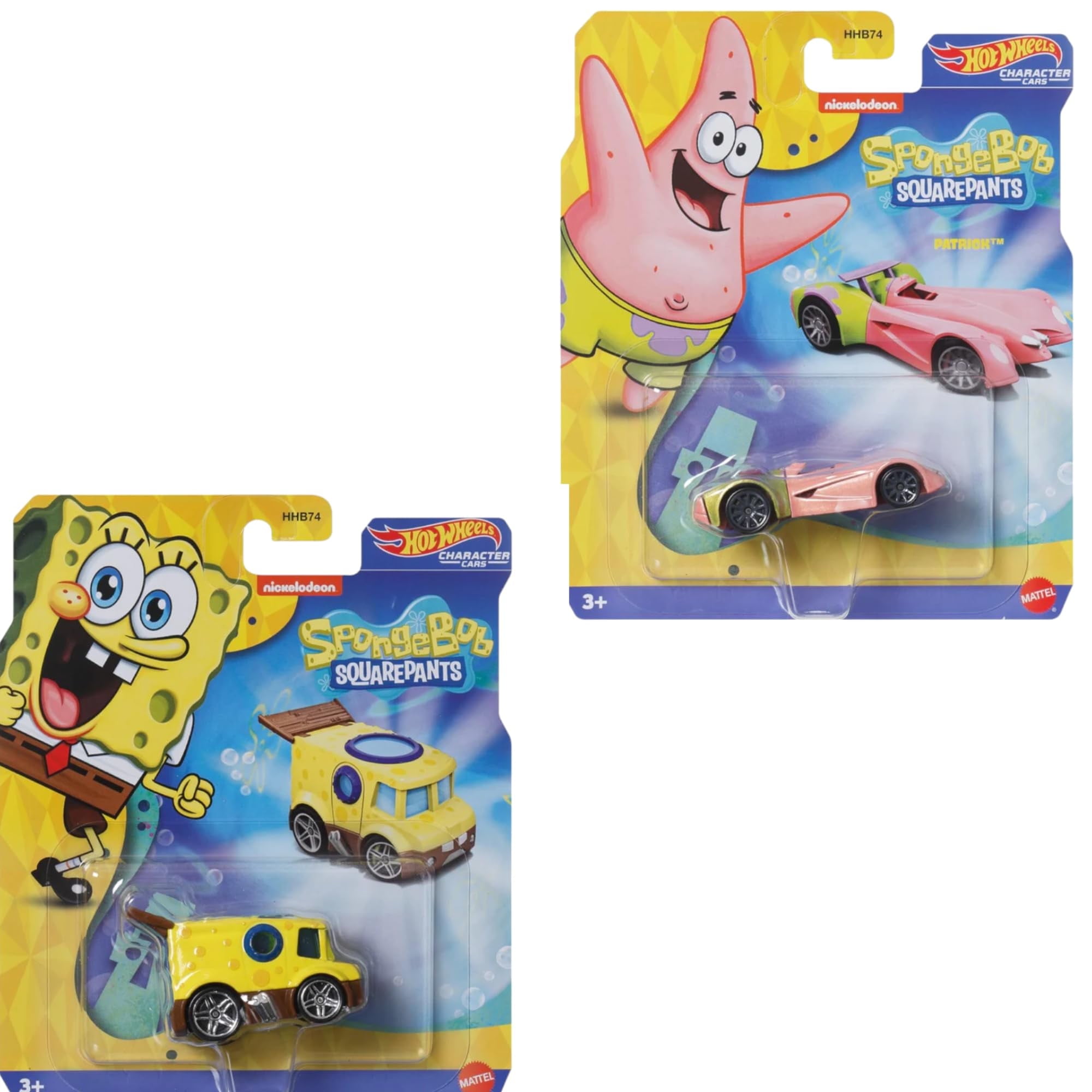 Hot Wheels Character Cars Spongebob Squarepants & Patrick 2-Pack