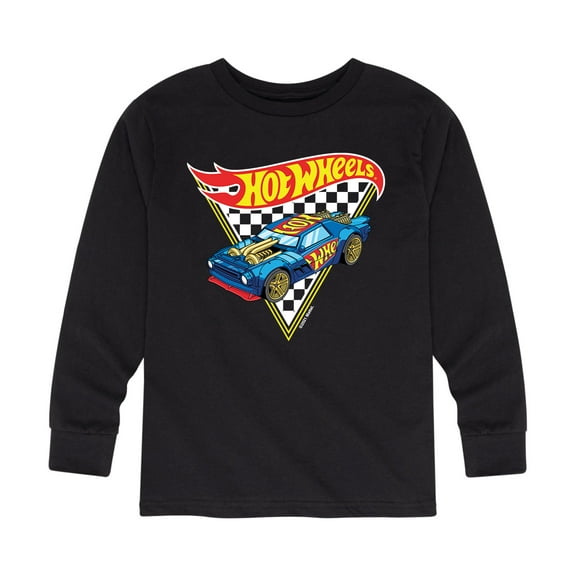 Hot Wheels - Checkered Triangle Flag - Toddler And Youth Long Sleeve Graphic T-Shirt