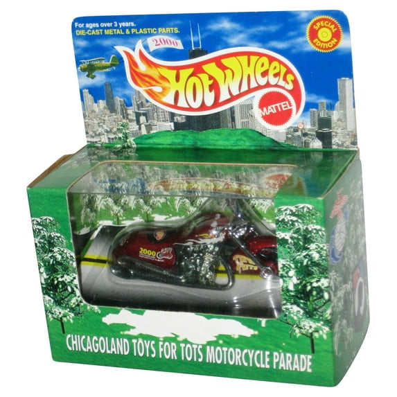 Hot Wheels Chicagoland Toys For Tots (1999) Red Motorcycle Parade Box Toy Bike