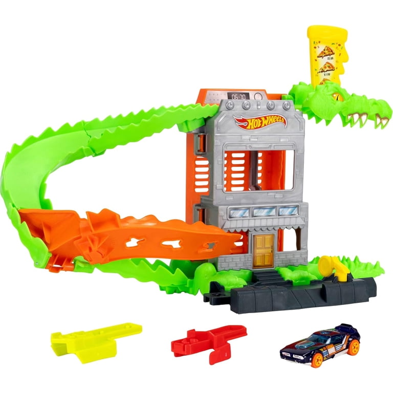 Hot Wheels City Croc Pizza Attack Playset, Track Set for Kids Age