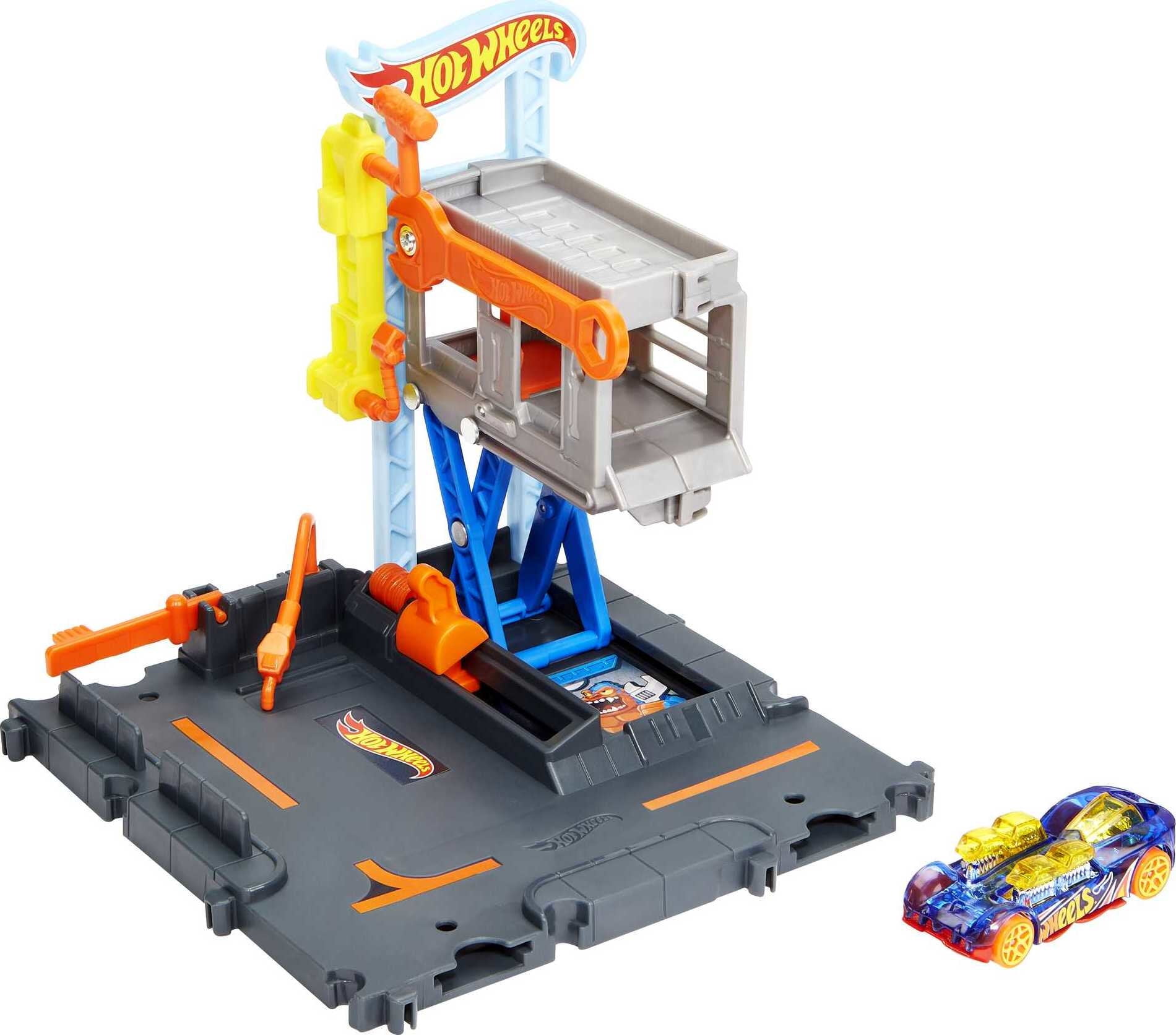 Hot Wheels City Downtown Garage Service Launch Playset with Repair Station 1 Toy Car Walmart