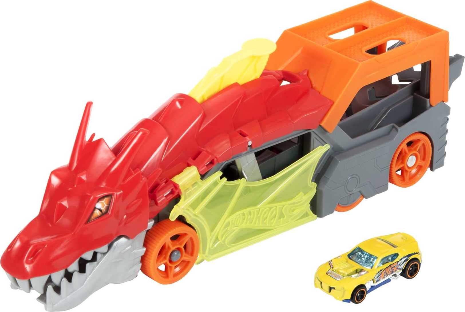Hot Wheels City Dragon Launch Transporter, Spits Cars From Its Mouth, Gift  for Kids 3 Years & Up