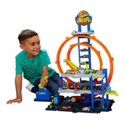 Hot Wheels Mega Loop Garage Playset with 1 Die-Cast Toy Car & 1 Toy Helicopter in 164 Scale