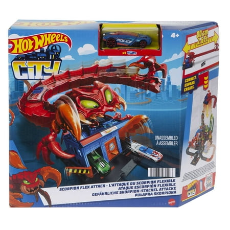 Hot Wheels City Scorpion Flex Attack Track Set & Toy Car with 2.-5ft Long Bendable Track