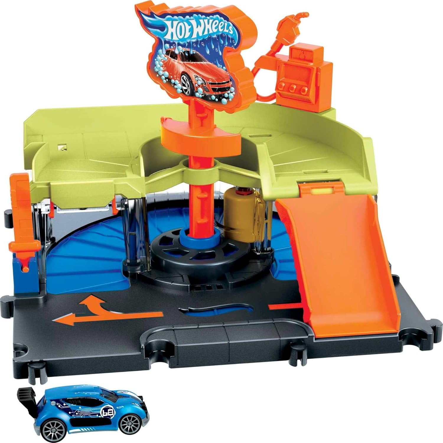 Hot Wheels City Toy Car Track Set, Downtown Express Car Wash Playset