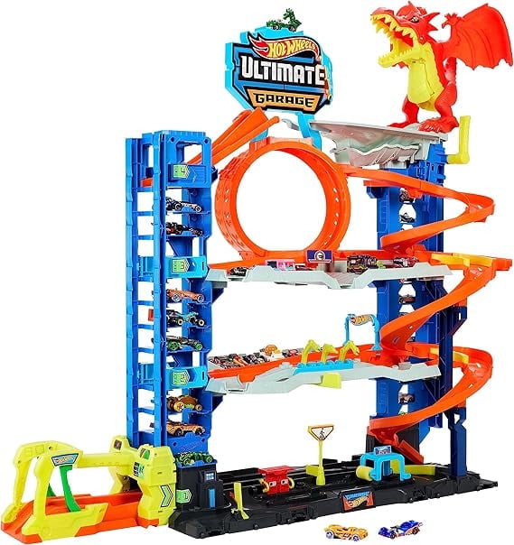 Hot Wheels City Toy Car Track Set Ultimate Garage with 2 Die
