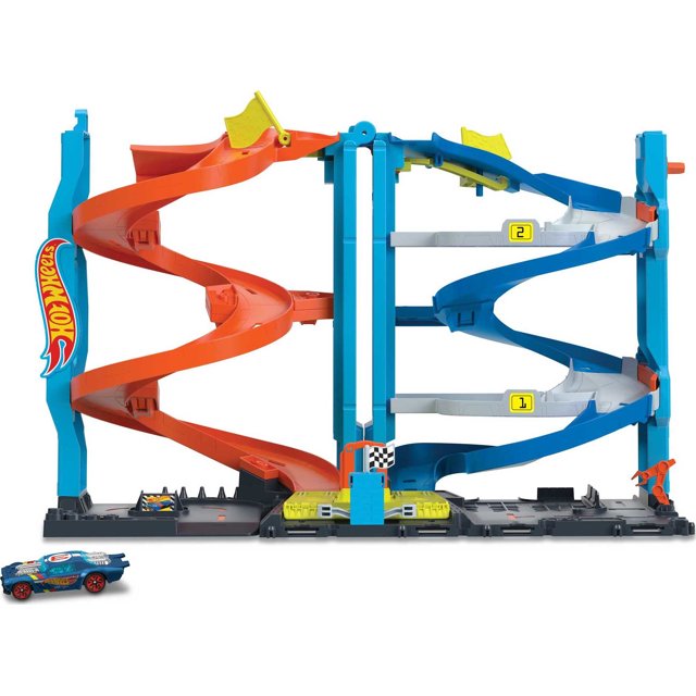 Hot Wheels City Transforming Race Tower Playset, Track Set with 1 Toy Car