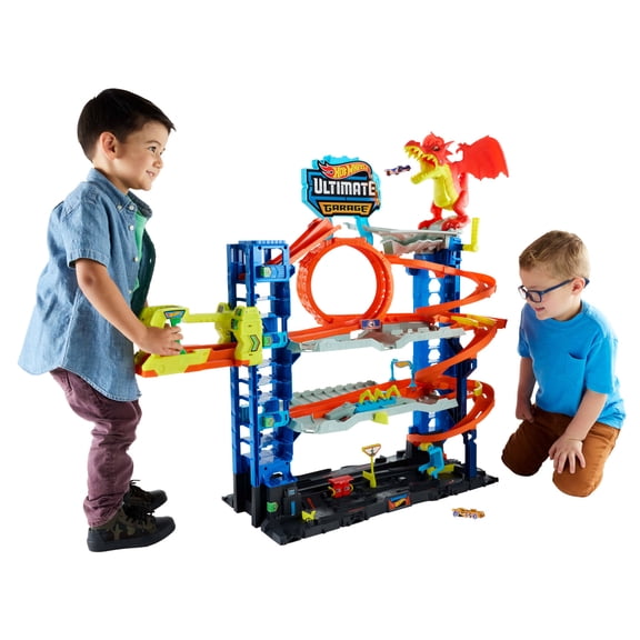Hot Wheels City Ultimate Garage Playset with 2 Die-Cast Cars, Storage for 50+ Cars Child Age 4-8