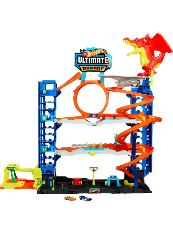 Hot Wheels City Ultimate Garage Playset with 2 Die-Cast Cars, Toy Storage for 50+ Cars for Kids Age 4-8