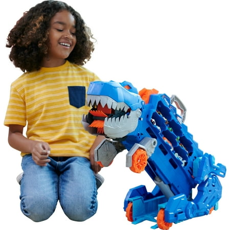 product image of Hot Wheels City Ultimate Hauler, Transforms into a T-Rex with Race Track, Stores 20+ Cars, for Kids 4Y+