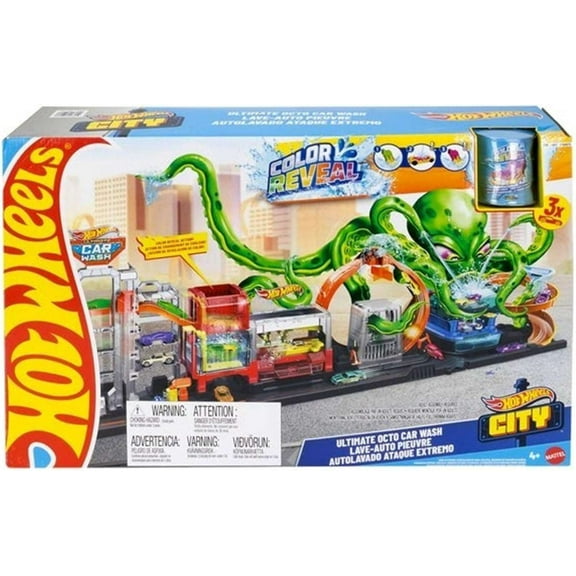 Hot Wheels City Ultimate Octo Car Wash Diecast Car Playset [Includes 3 Color Reveal Cars!]