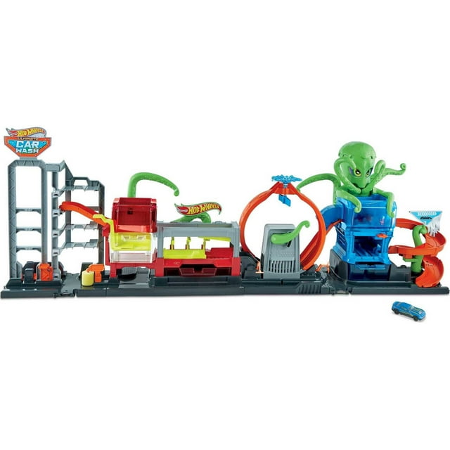 Hot Wheels City Ultimate Octo Car Wash Playset & 1 Color Reveal Toy Car in 1:64 Scale