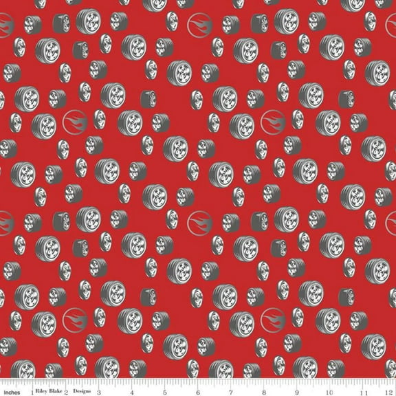 Hot Wheels Classic Tires Red Cotton Fabric