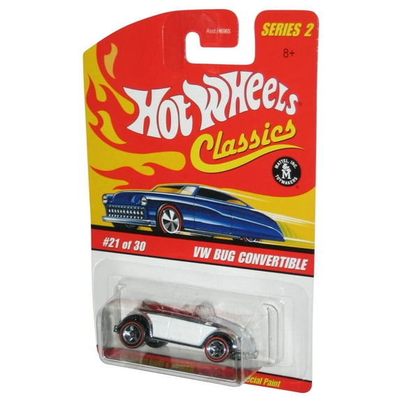 Hot Wheels Classics (2005) White & Chrome VW Bug Convertible Toy Car #21/30