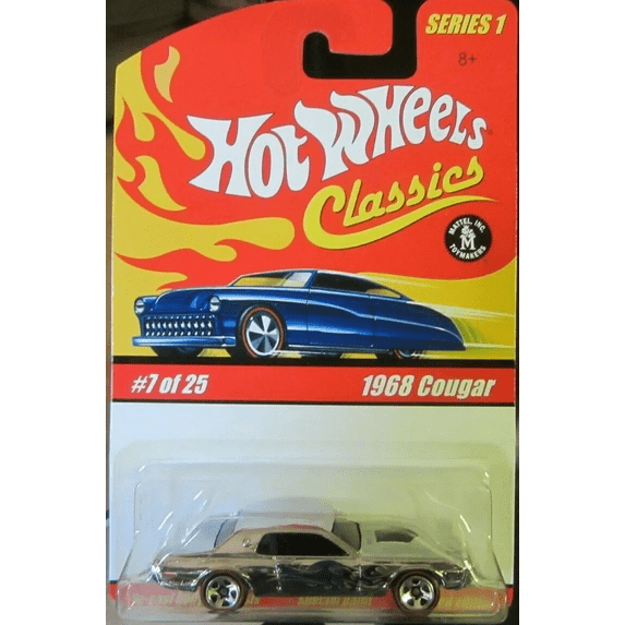 Hot Wheels Classics Series 1 1968 Cougar #7 of 25, Chrome with Redline Tires