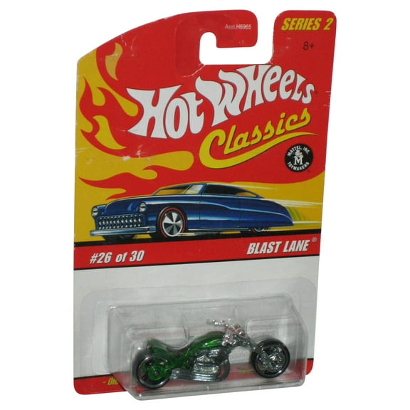 Hot Wheels Classics Series 2 (2005) Green Blast Lane Motorcycle Bike Toy #26/30