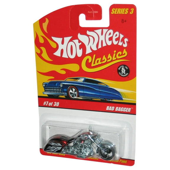 Hot Wheels Classics Series 3 (2006) Red Bad Bagger Toy Bike 7/30