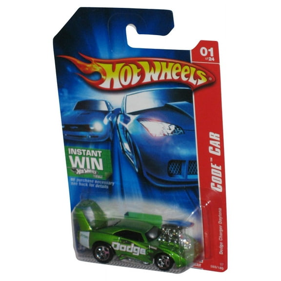 Hot Wheels Code Car 1/24 (2006) Green Dodge Charger Daytona Toy Car 085/180