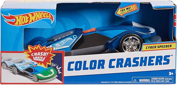 Hot Wheels Color Crashers Cyber Speeder Motorized Toy Vehicle Double ...