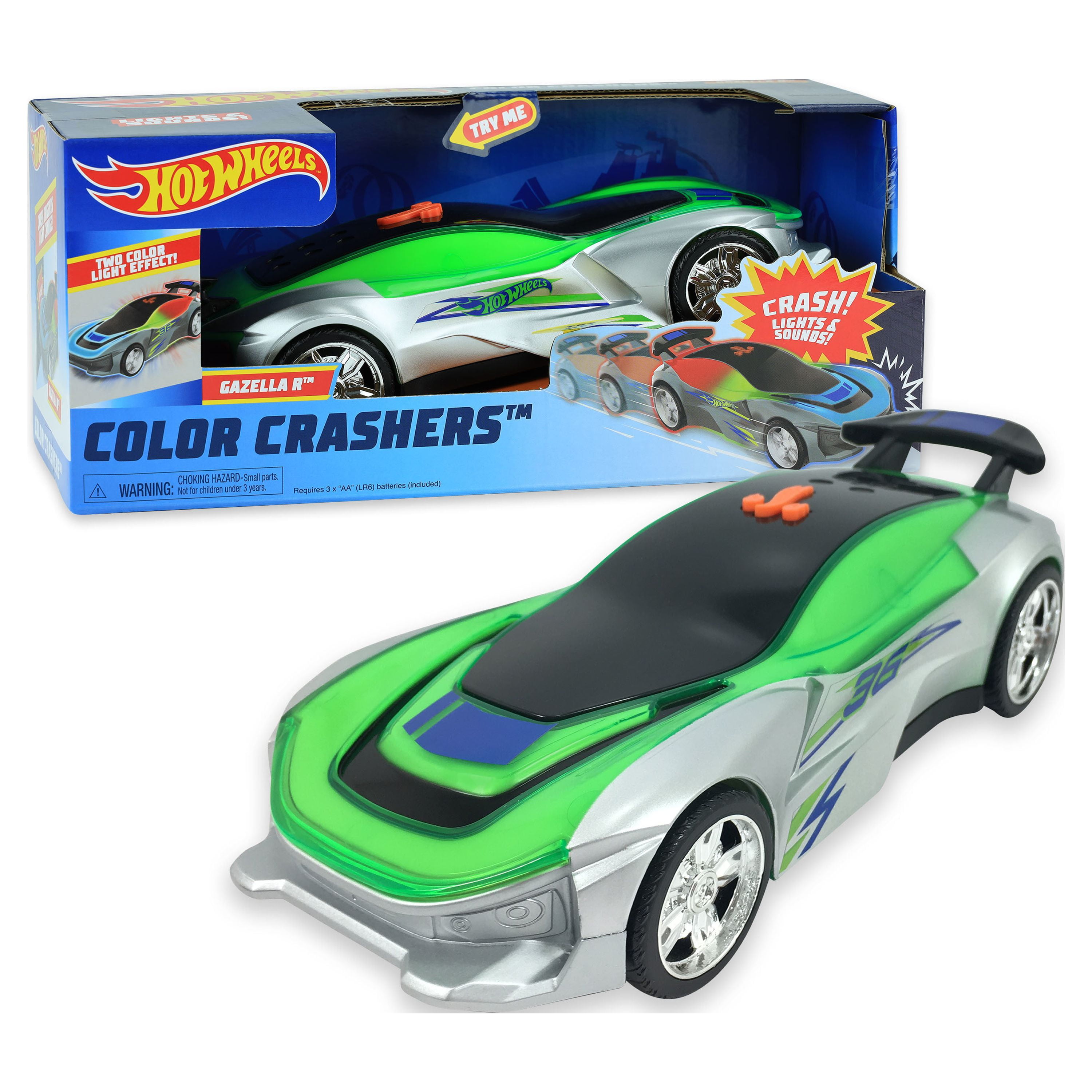 Hot Wheels Color Crashers Gazella R 10” Motorized Racing