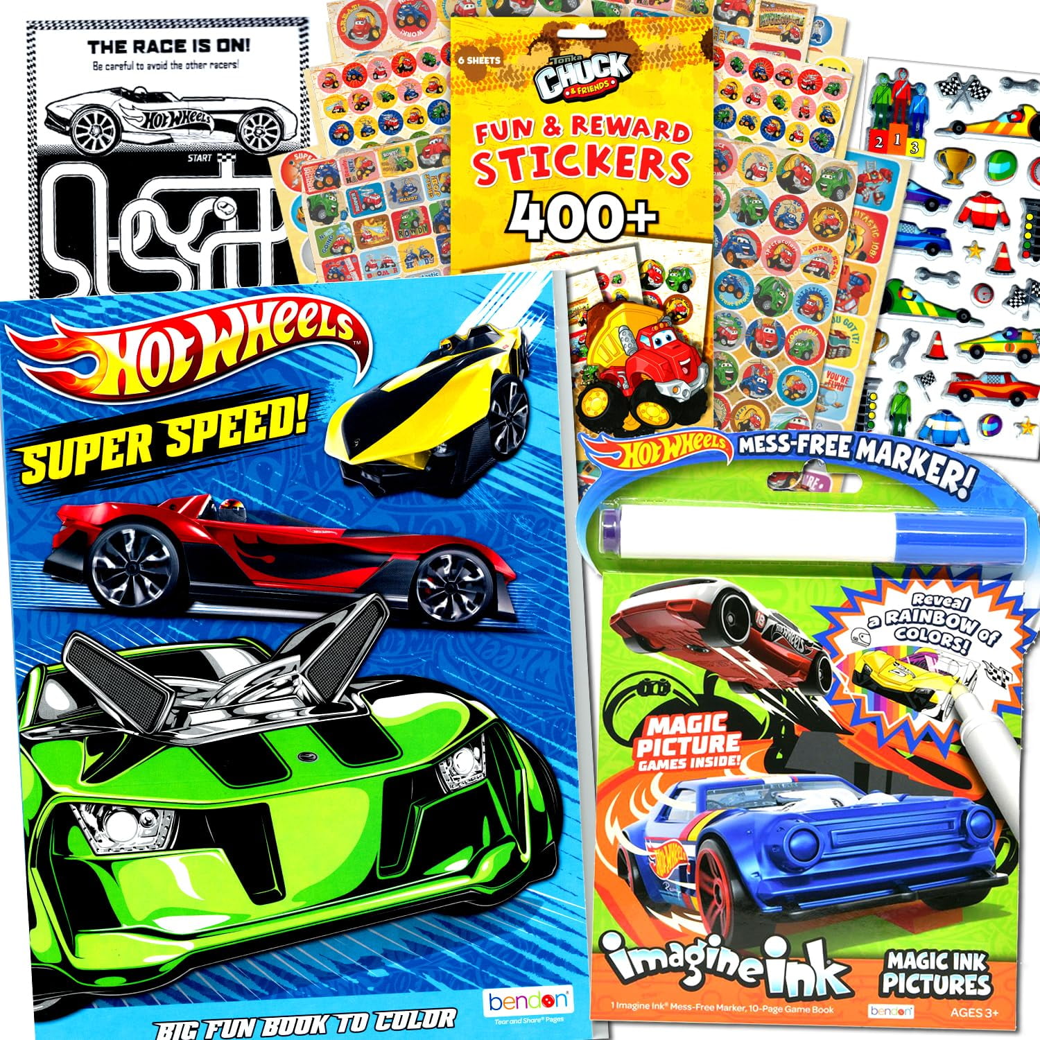 Hot Wheels Coloring Book STF9 Set for Kids Bundle with Hot Wheels Car Activity Books, Sticker ...