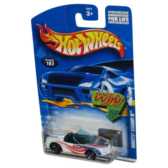 Hot Wheels Corvette Stingray III (2001) Mattel White Toy Car #187
