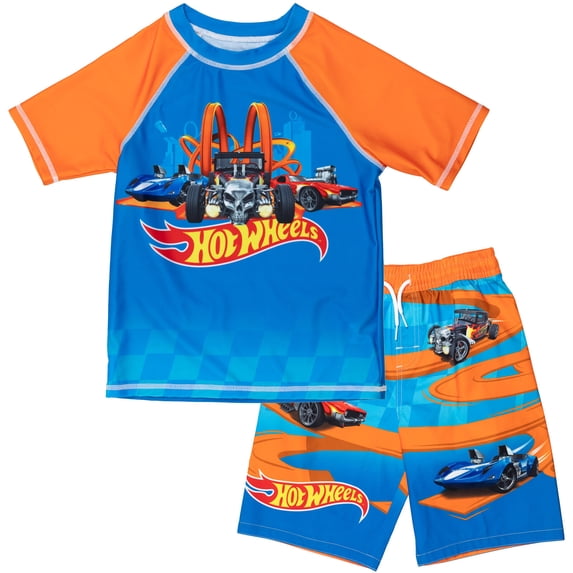 Hot Wheels Crew Neck Short Sleeve Drawstring Mid Waist Short Set, (Boy's or Big Boy's)