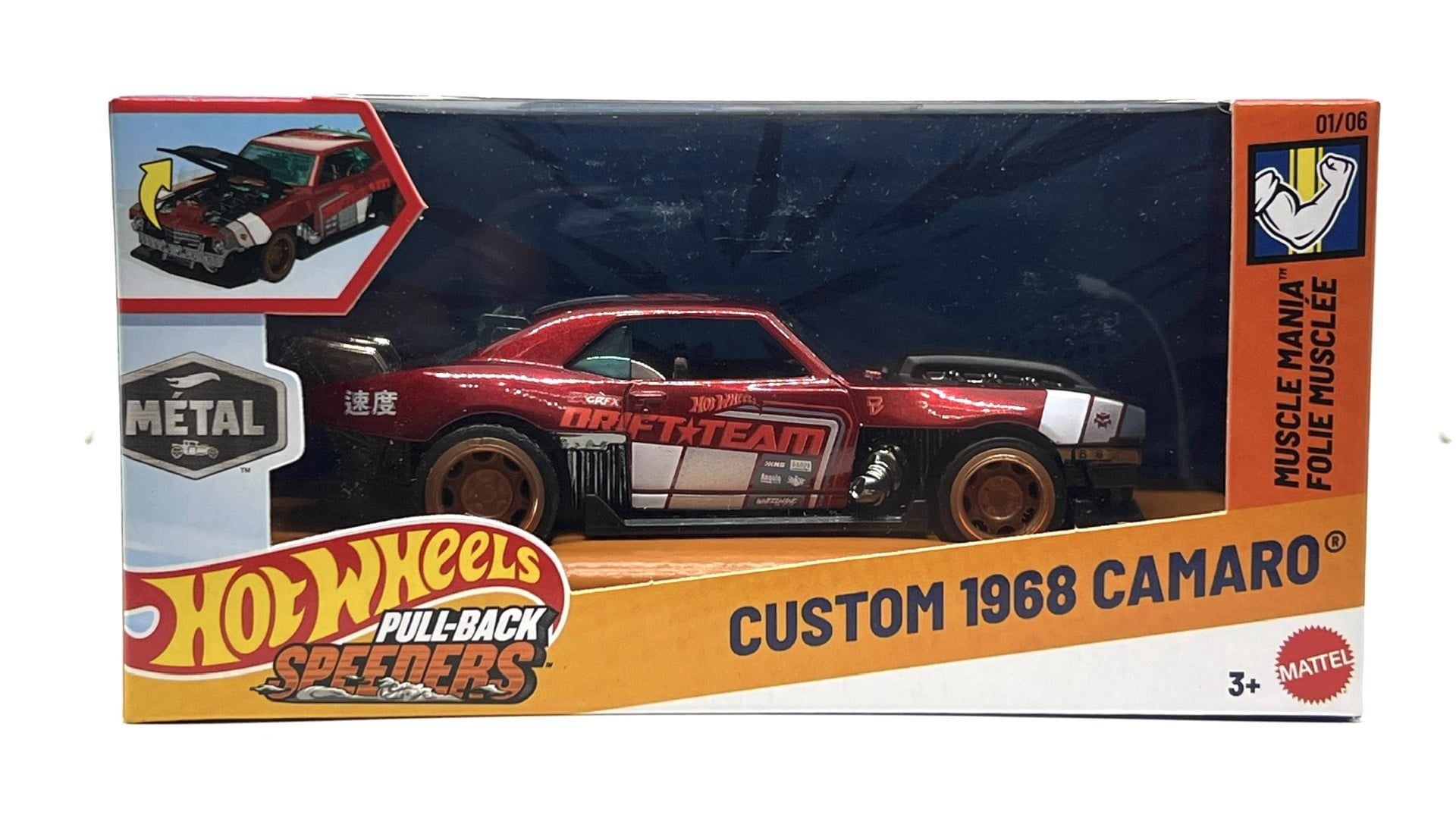 Hot Wheels Custom 1968 Camaro Muscle Mania Pullback Speeders 1:43