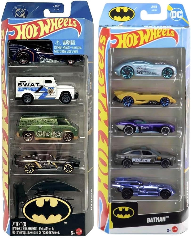 Hot Wheels DC Batman™ Bundle of 2 x 5-Packs Die-Cast Toy Cars, Includes Batmobile, SWAT Van, Batplane, Ages 3+