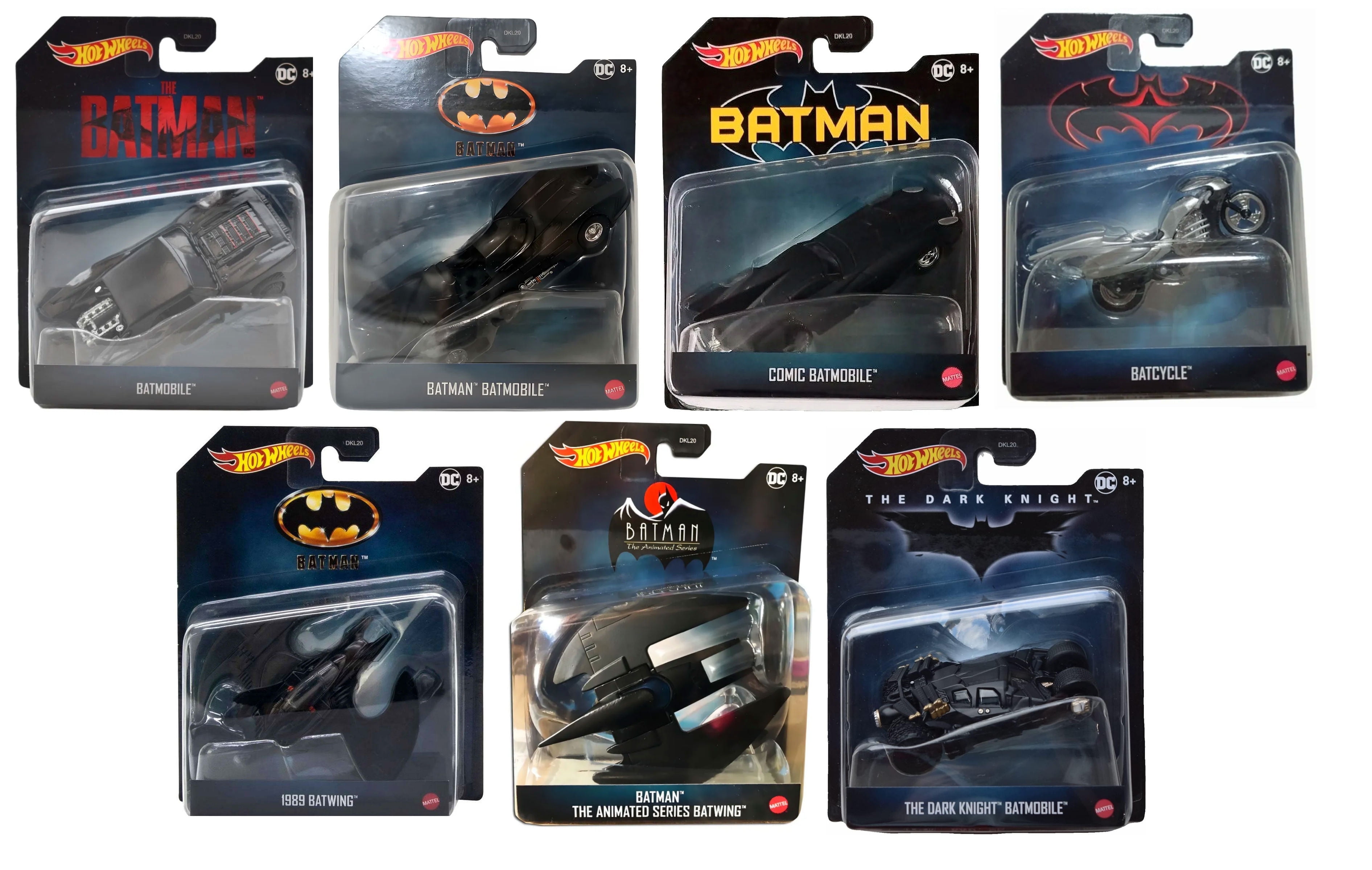 Hot Wheels DC Batman Collectible Die-Cast Vehicles Set, 7 Pack with Batmobile and Batwing, 8+ Years DKL20-956P