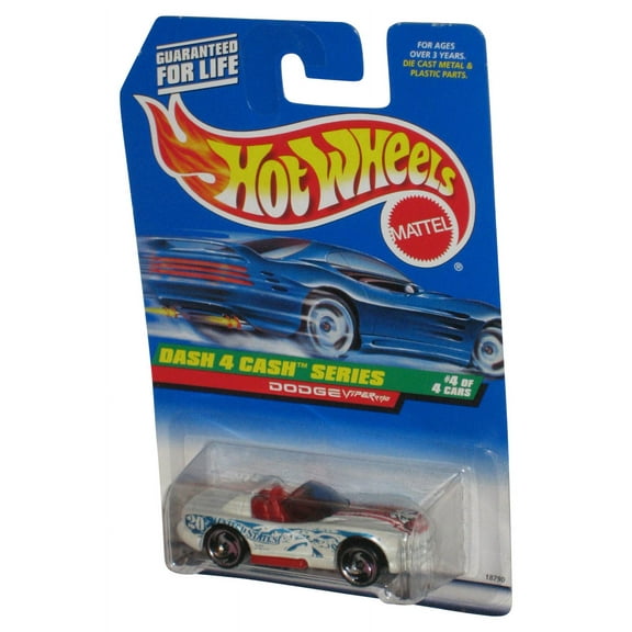 Hot Wheels Dash 4 Cash Series 4/4 (1997) White Dodge Viper RT/10 Toy Car #724