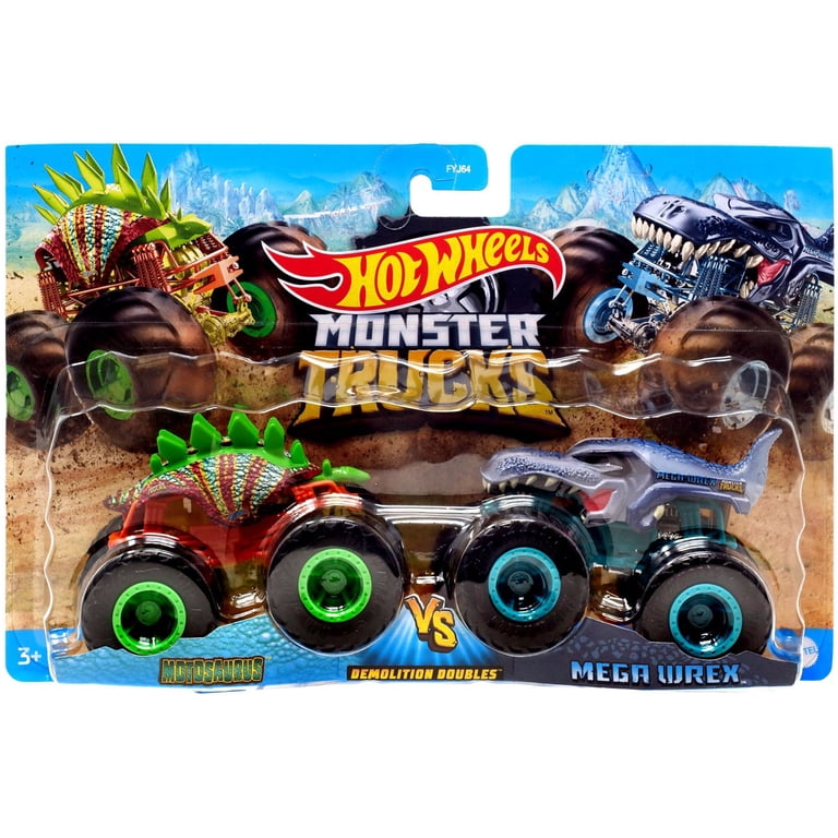 Hot Wheels MOTO SAURUS セット Hot Wheels Demolition Doubles Motosaurus & Mega Wrex Diecast Car 2