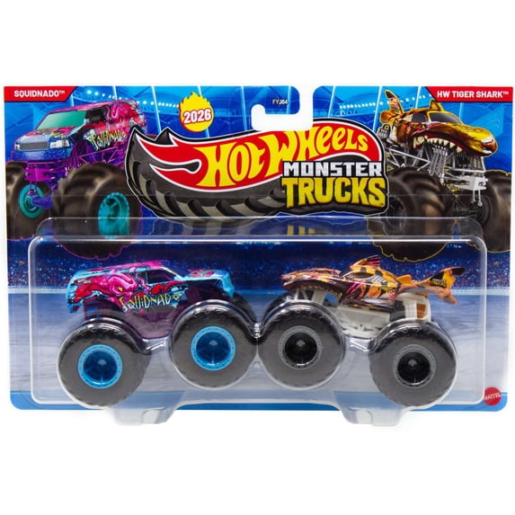 Hot Wheels Demolition Doubles Squidnado & HW Tiger Shark Diecast Car 2-Pack
