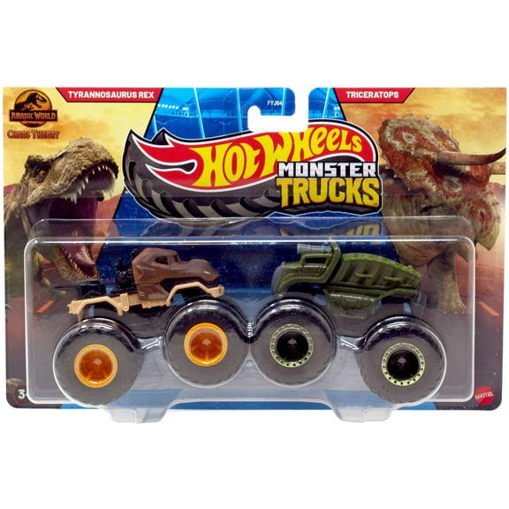 Hot Wheels Demolition Doubles Tyrannosaurus Rex & Triceratops Diecast Car 2-Pack