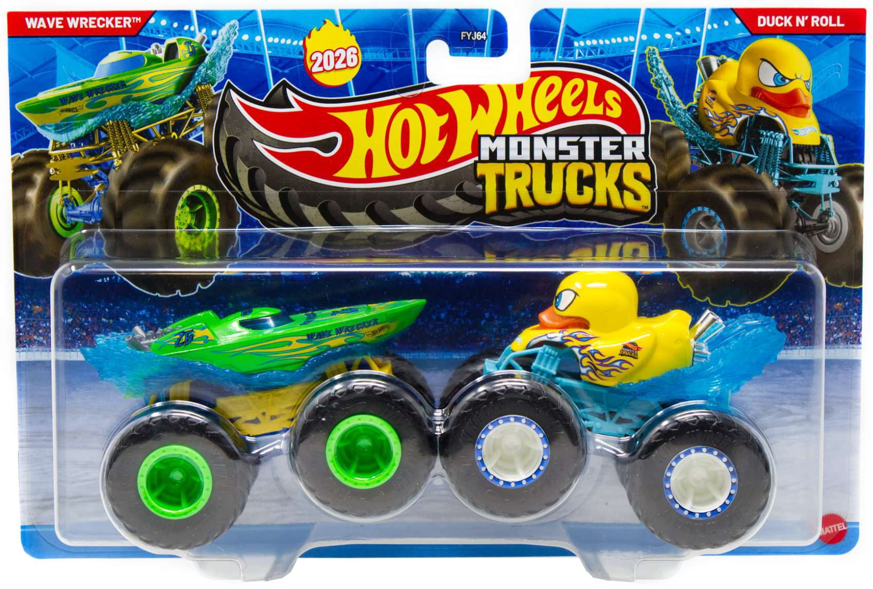 Hot Wheels Demolition Doubles Wave Wrecker & Duck N' Roll Diecast Car 2-Pack