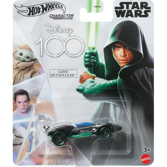 Hot Wheels Disney 100 Luke Skywalker Character Car, 1:64 Scale Star Wars Collectible Toy Car
