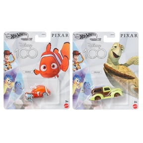 Hot Wheels Disney 100 Pixar Character Cars, Finding Nemo Crush and Nemo Die-Cast Vehicles, Collectible Toys, Ages 3+