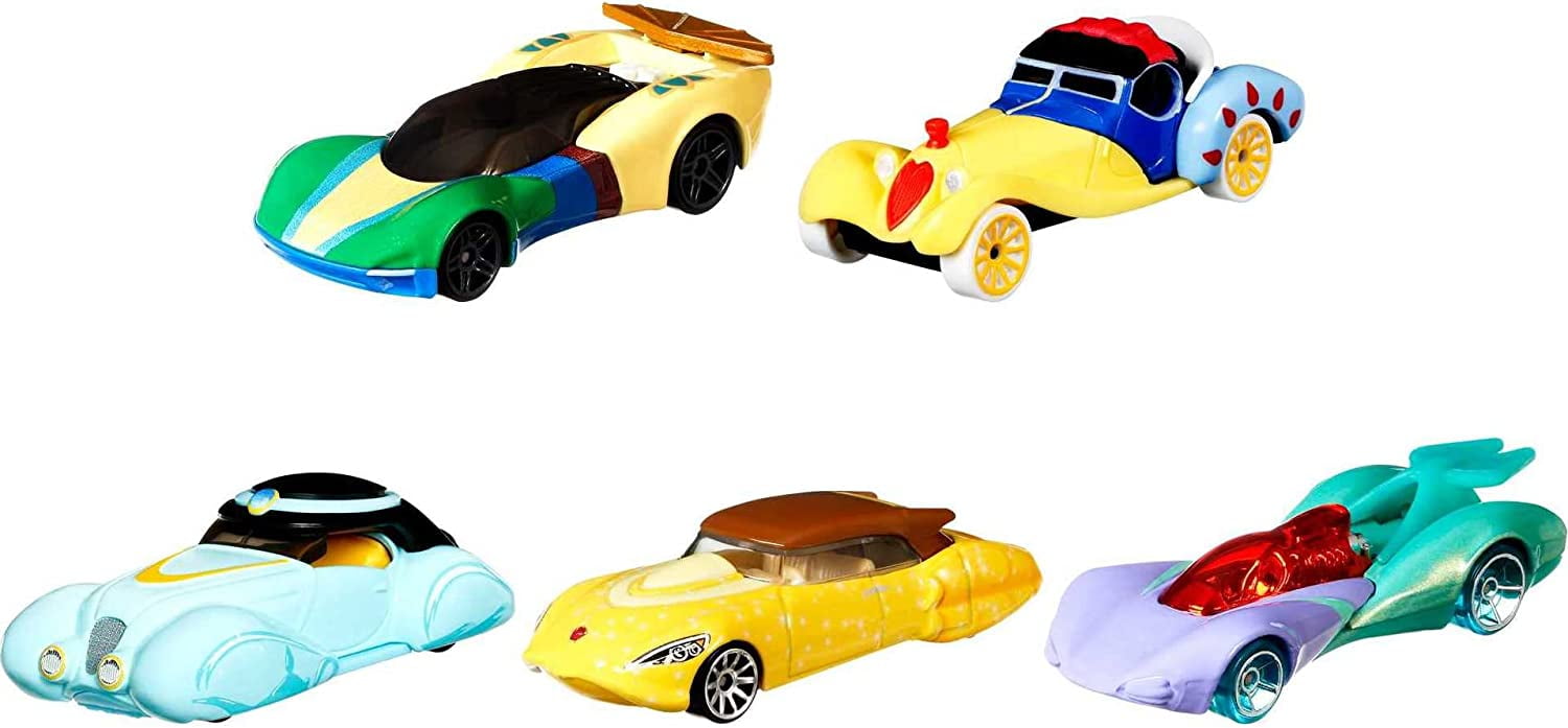 Hot Wheels Disney Princess Character Car 5Pack, Bundle of Toy Cars Inspired by Disney