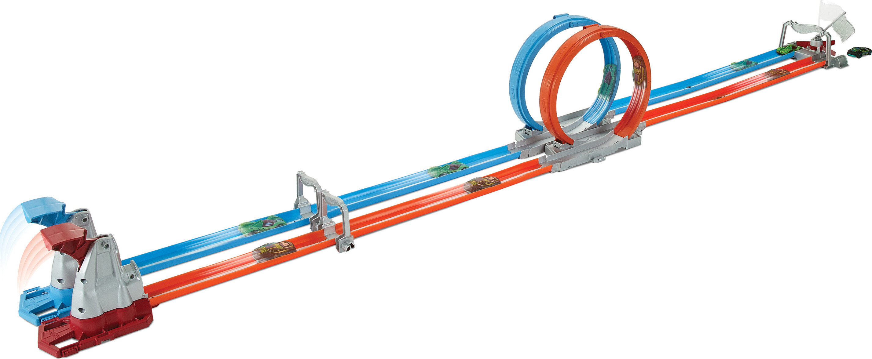 Hot Wheels Double Loop Dash Track Set with 2 Toy Cars in 1:64 Scale, 12-ft Long, Ages 5 and up - image 1 of 7