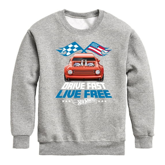 Hot Wheels - Drive Fast Live Free - Toddler And Youth Crewneck Fleece Sweatshirt