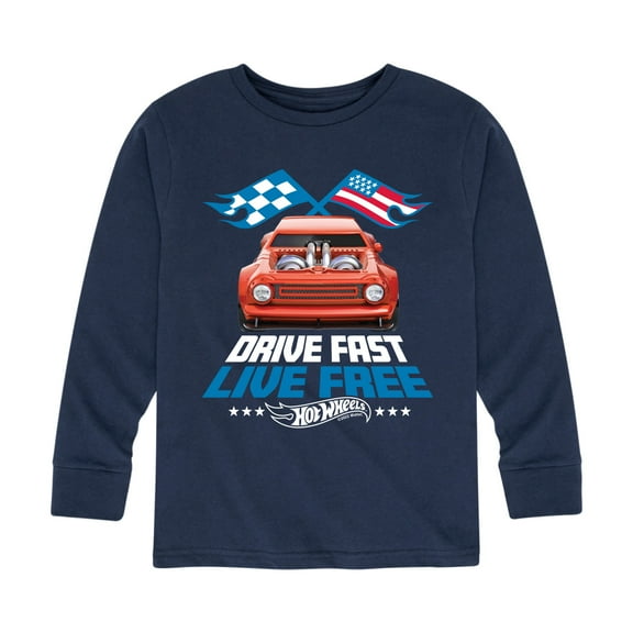 Hot Wheels - Drive Fast Live Free - Toddler And Youth Long Sleeve Graphic T-Shirt