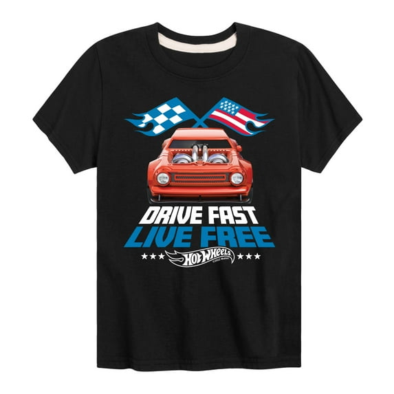 Hot Wheels - Drive Fast Live Free - Toddler And Youth Short Sleeve Graphic T-Shirt