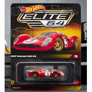 Hot Wheels Elite 64 1967 Ferrari 330 P4 Premium 164 Die-Cast Car, Rosso Corsa Red, Real Riders Wheels, Opening Rear Clamshell