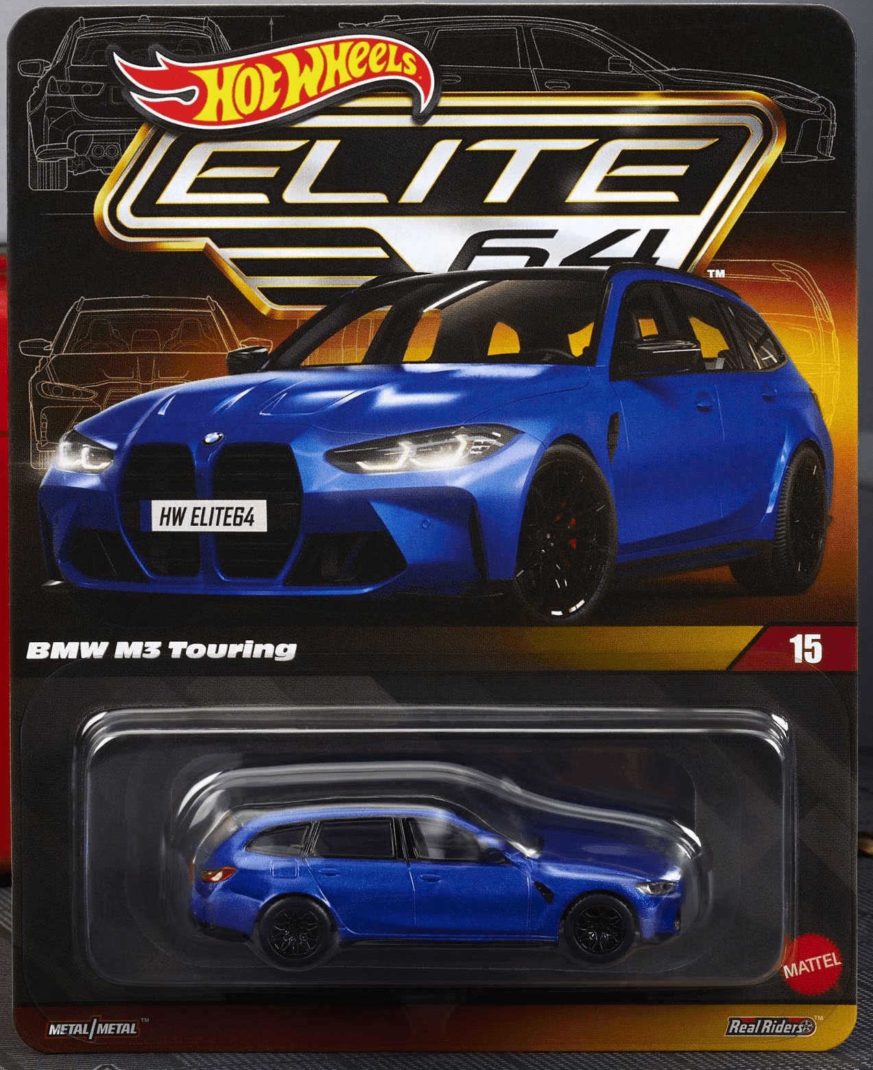 Hot Wheels Elite 64 BMW M3 Touring 1:64 Die-Cast Model with Real Riders Rubber Tires  Collector-Grade Adult Collectible Car HWR93