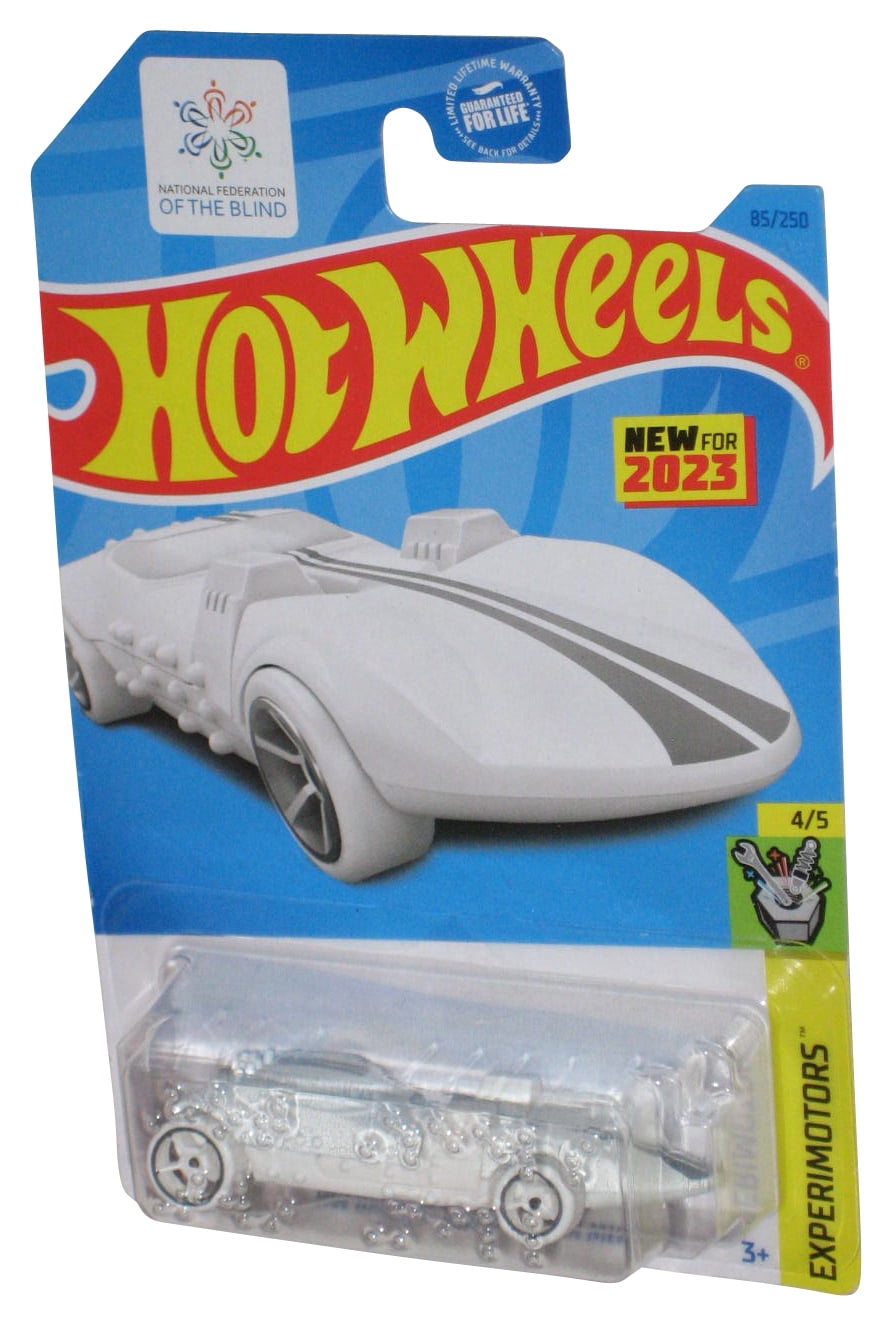 Hot Wheels Experimotors 4/5 (2023) White HW Braille Racer Twin Mill Toy
