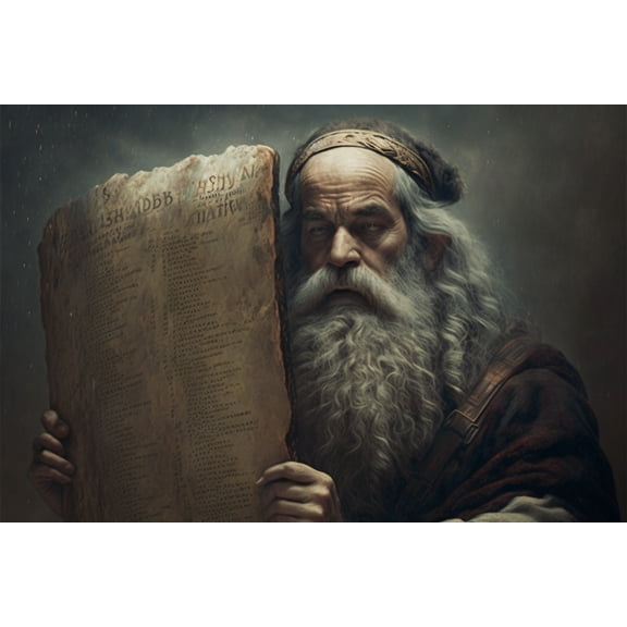 24x36 gallery poster, Moses holding the 10 Commandments p2
