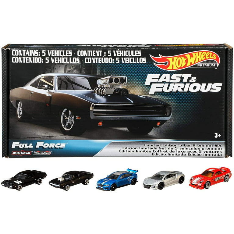 Hot Wheels Fast & Furious: Full Force Re-Release 5 Premium All-Metal  Castings Real Riders Wheels In Original Packaging In One Exclusive Bundle  Box