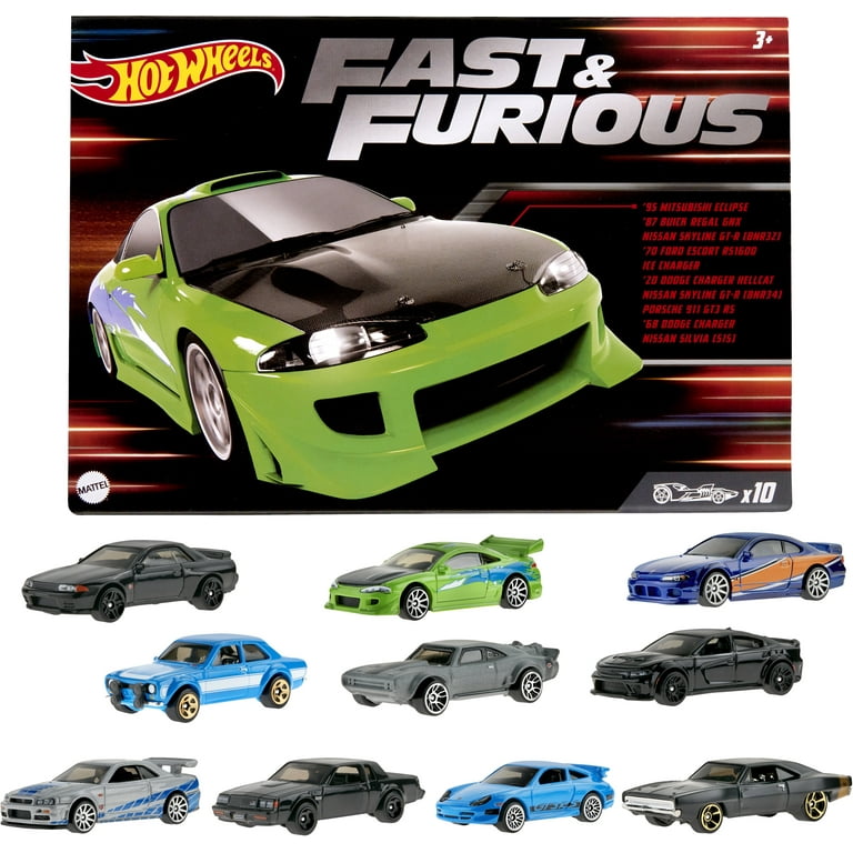 Hot Wheels Fast & Furious Set of 10 Vehicles in 1:64 Scale with 2 Exclusive  Cars 